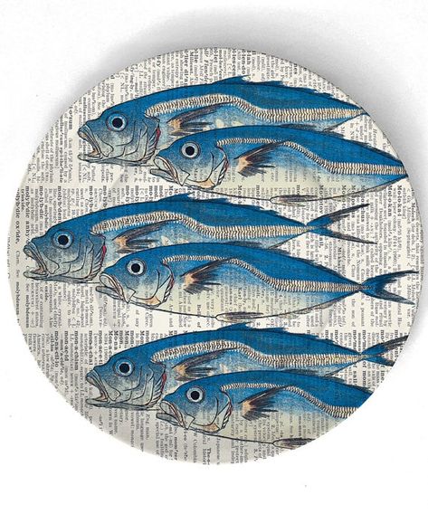 Ceramic Fish Plate, Fish Illustration, Fish Plate, Ceramic Fish, Blue Fish, Fish Painting, Fish Design, Old Book, Fish Art