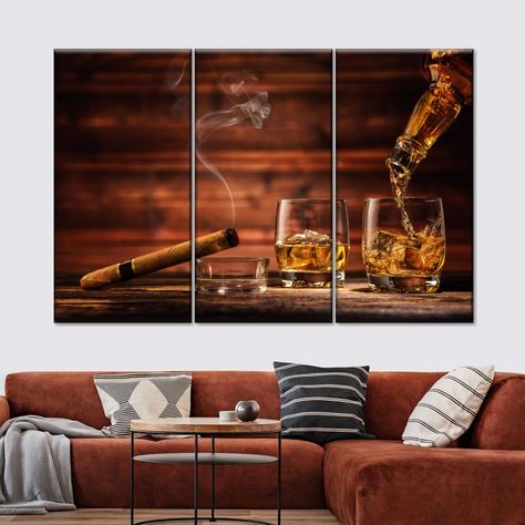 Excellent Whiskey Wall Art | Photography Bachelor Pad Decor On A Budget, Discussion Room Design, Bourbon Room Ideas, Discussion Room, Male Apartment, Mens Living Room, Whiskey Photography, Art Bedroom Aesthetic, Whiskey Wall