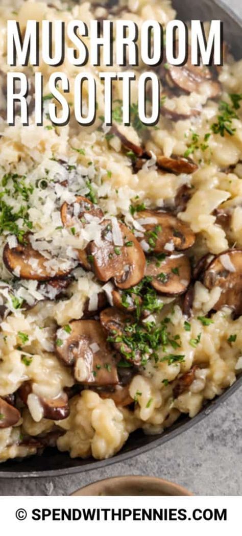 Creamy Risotto Recipes Mushroom, Risotto Vegetarian, Creamy Mushroom Risotto, Dessert Gourmet, Risotto Recipes Easy, Mushroom Risotto Recipes, Savory Sides, Risotto Recipe, Rice Side Dishes