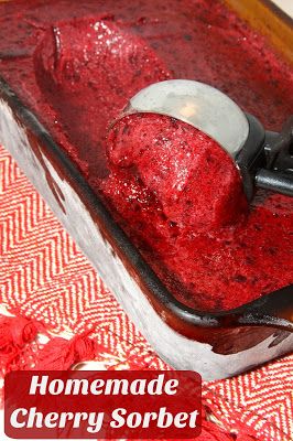 Homemade Cherry Sorbet -a summer time treat with just 3 ingredients! 4th Of July Friends, Cherry Sorbet, Creamy Fudge, Sorbet Ice Cream, Ice Cream Maker Recipes, Wfpb Recipes, Sorbet Recipes, Cherry Recipes, Ice Cream Popsicles