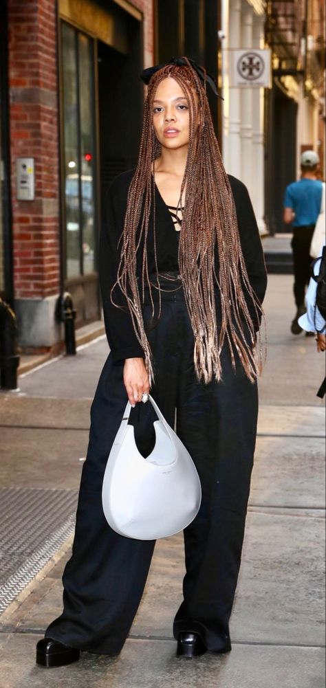 Tessa Thompson 2023, Tessa Thompson Hair, Tessa Thompson Outfits, Tessa Thompson Braids, Tessa Thompson Aesthetic, Street Style Black Women, Tessa Thompson Street Style, Tessa Thompson Style, Tessa Thompson Creed