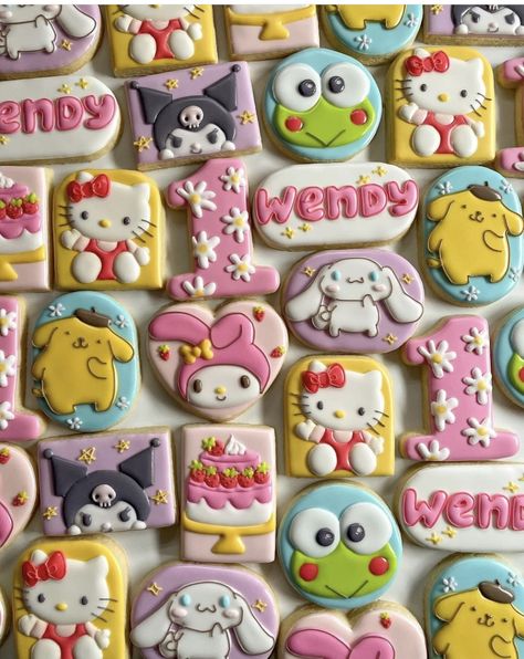 Hello Kitty And Friends Cookies, Friends Cookies, Sanrio Party, Kitty Cookies, Hello Kitty Cookies, Nice Tattoos, Best Brownie Recipe, Cookie Images, Hello Kitty Birthday Party