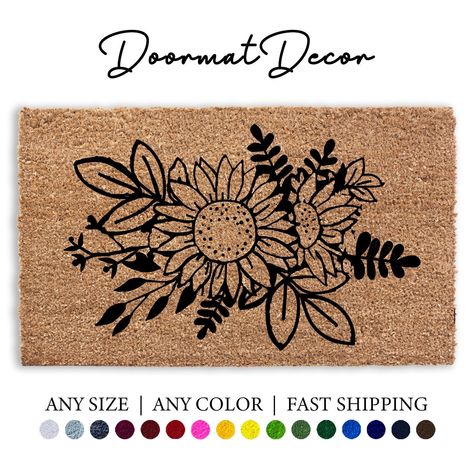 Flower Door Mat, Realtor Client Gifts, Outdoor Welcome Mat, Door Mat Diy, Funny Welcome Mat, Coir Mat, Dyi Projects, Apartment Aesthetic, Funny Doormats