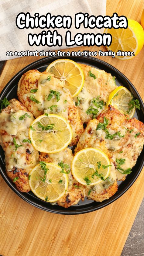 Discover the flavors of Chicken Piccata with Lemon! 🍋🍗 This classic Italian dish features tender chicken breasts sautéed in a buttery lemon and caper sauce. Easy to prepare and full of vibrant flavors, it’s perfect for a quick weeknight dinner or a special occasion meal. Pair it with pasta or a fresh salad for a delightful dining experience. #ChickenPiccata #ItalianCuisine #QuickDinner #FlavorfulMeals #EasyRecipes #LemonChicken Family Dinner Chicken, Easy Chicken Piccata Recipe, Chicken Piccata Healthy, Chicken Piccata Easy, Easy Chicken Piccata, Lemon Chicken Piccata, Lemon Caper Sauce, Piccata Recipe, Caper Sauce