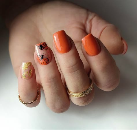 Fall Pumpkin Nails, Spice Nails, Pumpkin Nail Designs, Pumpkin Spice Nails, Pumpkin Nail Art, Oval Shaped Nails, Nail Base Coat, Simple Fall Nails, Sally Hansen Nails