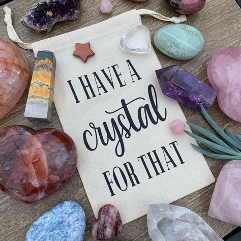 I have a Crystal for that Pouch | Crystal bag | Gift Bag | Party Favor | Muslin Pouch | Crystal Lover | Crystal Healing | Crystal Keeper | Bag Of Crystals, Crystal Bags, Muslin Bags, Crystal Healing Stones, Crystal Magic, Cotton Drawstring Bags, 20 Gifts, Crystal Meanings, Shiny Things