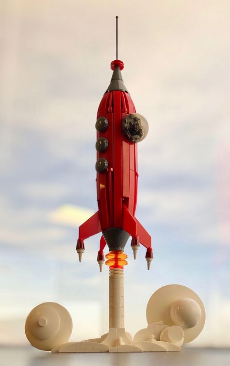 Rocket Lego Poster, Lego Universe, Red Rocket, Construction Lego, Retro Rocket, Lego Boards, Lego Spaceship, Lego Ship, Amazing Lego Creations