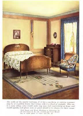 Bedroom suggestion from "Artistic Home Decoration" c.1920 1920s Bedroom Decor, 1920s Bedroom, 1920s Home Decor, 1920s Interior, 1920 Home, 1920s Decor, Vintage Bedrooms, Vintage Rooms, 1920s Home