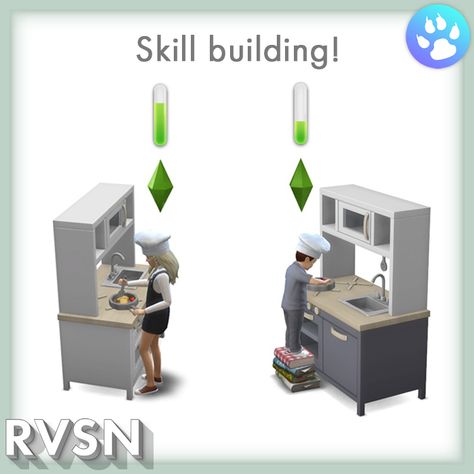 Sims 4 Chef Cc, Sims 4 Toddler Mods, Sims 4 Functional Cc, Sims 4 Functional, Sims 4 Skills, Ts4 Kids, Kitchen For Kids, Los Sims 4 Mods, Sims 4 Kitchen