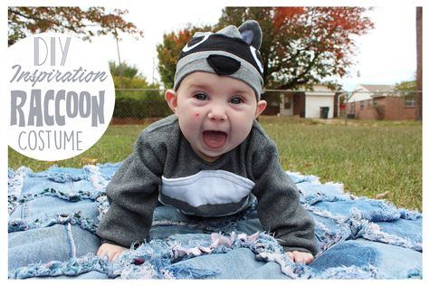 Raccoon Halloween Costume DIY Inspiration from Whitney Sews Baby Raccoon Costume, Raccoon Halloween Costume, Raccoon Costume, Baby Racoon, Raccoon Halloween, Fox Costume, Baby Raccoon, Costume Diy, Homemade Baby