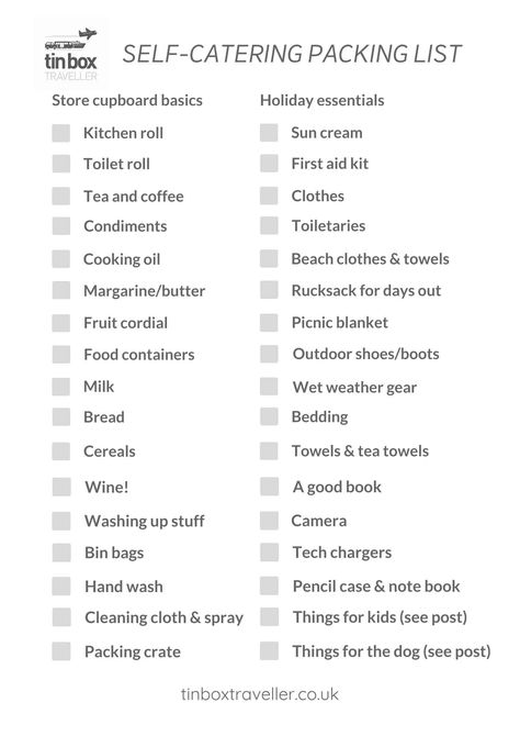 Holiday Essentials List, Holiday Packing List, Holiday Packing Lists, Wales Holiday, Packing Essentials List, Caravan Holiday, Self Catering Cottages, Holiday Packing, Holiday List