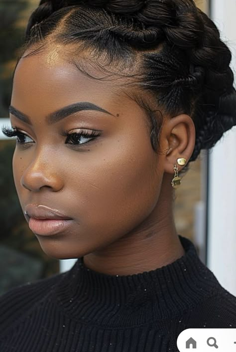 Braid Hairstyle For Natural Hair, Cornrows For Wedding, Quick Low Maintenance Hairstyles, Gala Hair Styles For Black Women, Halo Hair Styles For Black Women, Updo Hairstyles With Braiding Hair, Natural Hairstyles For A Wedding, Braids And Extensions, Womens Braids Hairstyles