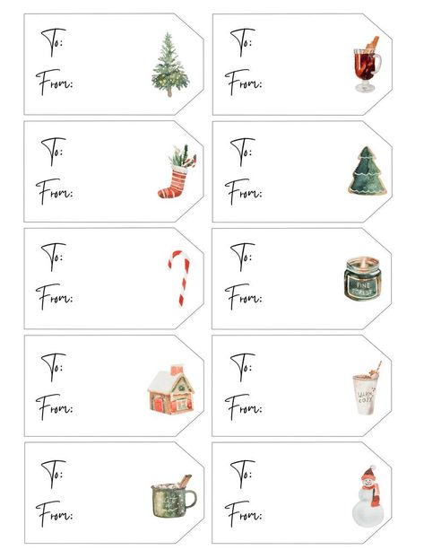 Printable Christmas Tags Holiday Gift Tags Watercolor Gift | Etsy Watercolor Gift Tags, Printable Christmas Tags, Holiday Gift Tags Printable, Gift Tag Printable, Christmas Tags Printable, Gift Favors, Tags Printable, Watercolour Gift, Holiday Gift Tags