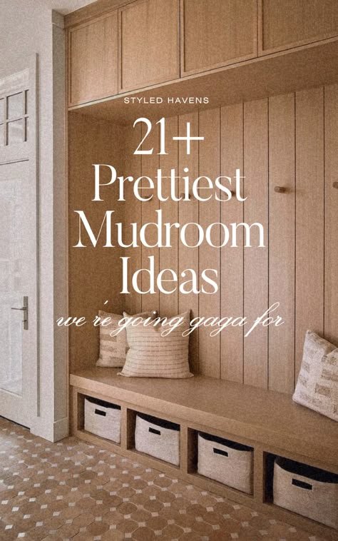 Searching for stylish & functional mudroom ideas? These beautiful, modern mudroom design ideas are all totally timeless yet still very stylish and current. From mudroom cabinets to mudroom storage and beyond - *these* are the must-see mud room ideas that will truly elevate your home entryway! SAVE to your mudroom entryway board for later! Luxury Mudroom Ideas Entryway, Diy Mudroom Storage Bench, Mudroom Corner Storage, Mud Room Laundry Room Flooring, Small Mudroom Cubby Ideas, Ikea Built In Hack Mudroom, Light Wood Mudroom, Mud Room Cabinet Storage, Farmhouse Mudroom Storage