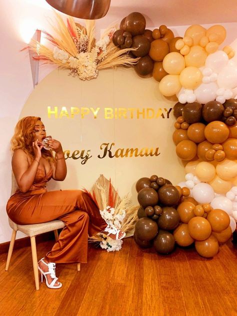 Shades Of Melanin Birthday Party, Brown Brunch Decor, Melanin Themed Party Decor, Shades Of Brown Birthday Theme Outfits, Shades Of Orange Party Decor, Neutral Theme Birthday Party, Melanin Party Theme, Brown Birthday Theme Ideas, Melanin Themed Birthday Party