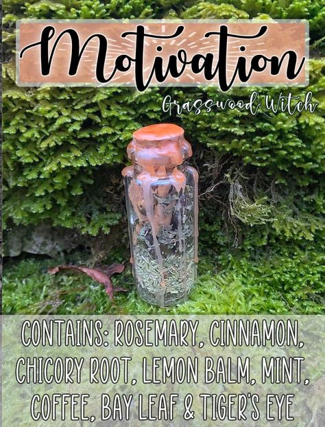 Motivation Spell Bottle Spell Jar For Motivation, Motivation Jar Spell, Spell For Motivation And Focus, Herbs For Motivation Witchcraft, Spell Jar Motivation, Spell Bottles Witchcraft, Motivation Spells Witchcraft, Spells For Motivation, Motivation Witchcraft