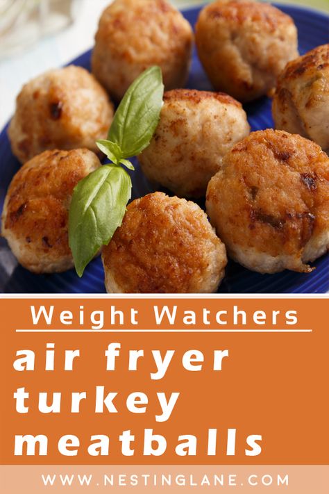 Weight Watchers Quick Air Fryer Turkey Meatballs Recipe. A quick and easy recipe made with garlic, onion, parsley, zucchini, ground turkey, egg, Panko breadcrumbs, and Pecorino Romano Cheese. This dish makes a great appetizer, or main dish. Serve it with your favorite pasta, or on it's own MyWW Points: 4 Green Plan, 4 Smart Points. Airfryer Meatballs, Air Fryer Chicken Meatballs, Air Fryer Turkey Meatballs, Turkey Pesto Meatballs, Easy Vegetarian Sides, Homemade Turkey Meatballs, Vegetarian Side Dish Recipes, Turkey Meatballs Recipe, Air Fryer Turkey