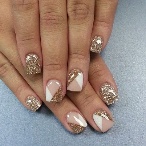 50 Easy Nail Designs | Cuded Ongles Beiges, Gold Nail Art, Gel Nail Art Designs, Geometric Nail, Fall Nail Art, Nail Designs Glitter, Acrylic Nail Art, Gel Nail Designs, Simple Nail Designs