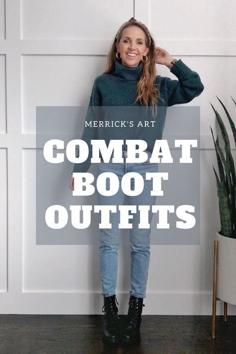 Mia Boots Outfit, Jeans To Wear With Combat Boots, Maxi Skirt Combat Boots, Lace Up Heel Boots Outfit, Black Combat Boots Outfit Jeans, Combat Boots 2023, Combat Boots Outfit For Women Winter, Gray Combat Boots Outfit, Combat Boots And Jeans Outfit