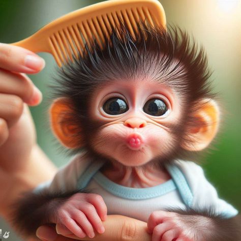 Baby Humour, Funny Monkey Pictures, Cute Monkey Pictures, Good Morning Funny Pictures, Animal Humour, Funny Monkey, Monkey Pictures, Animal Portraits Art