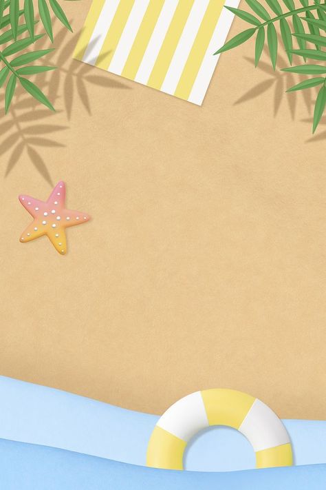 Summer Camp Background Design, Summer Vacation Background, Beach Aesthetic Cartoon, Beach Design Illustration, Beach Cartoon Background, Wallpaper Iphone Travel, Summer Backgrounds Aesthetic, Starfish Background, Summer Beach Background