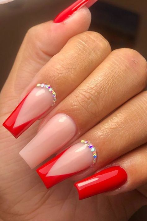 Discover 46 trendy acrylic nail designs that will make you want them done today. Credit: furiosanails_ Cute Short Trendy Nails, Trendy Red Nails 2023, Nails Acrylic Color Ideas, Red Nail Acrylic Designs, Cute Nails Acrylic Red, Cute Red Acrylic Nails, Red Ombre Nails Acrylic, Red Nails With Design Ideas, Cute Red Nail Designs