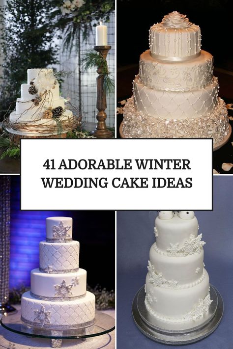 No matter which theme you choose for your wedding, there must be something to reflect the season. Wedding cake is one of the most suitable pieces for dressing Wedding Cake Winter Wonderland, Winter Wedding Cake Ideas, Winter Wonderland Wedding Cakes, Winter Wedding Cakes, Wedding Shower Cakes, Wedding Shower Themes, White Winter Wedding, Winter Wedding Cake, Wedding Themes Winter