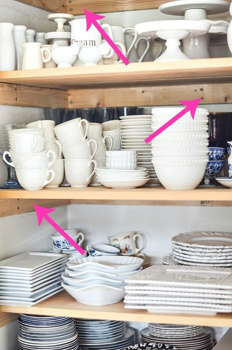 Need more room for your collection of dishes? Here's a very smart, easy and doable way to turn a closet into a butler's pantry! Great directions and pictures. And here's how to decide what dishes to keep and what dishes to let go if your collection has gotten too big. LOTS of images and really great ideas! #tableware #tablescapes #tablescapeideas #dishes #whitedishes #homedecorideas #stonegable Dish Closet, Dish Pantry, Pantry Diy, Plate Cabinet, Stone Gable, Pantry Redo, Green Tablescape, Dish Organization, Red Dishes