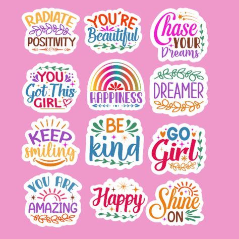 12 x Inspirational Quote Stickers | Mental Health Stickers #quotes,#stickers,#wallpaper,#stickersforjournal,#printablestickers Message Stickers Aesthetic, Positive Quotes Stickers Printable, Motivated Stickers, Garden Sayings, Positive Stickers, Affirmation Stickers, Mental Health Stickers, Health Stickers, Fabric Stickers