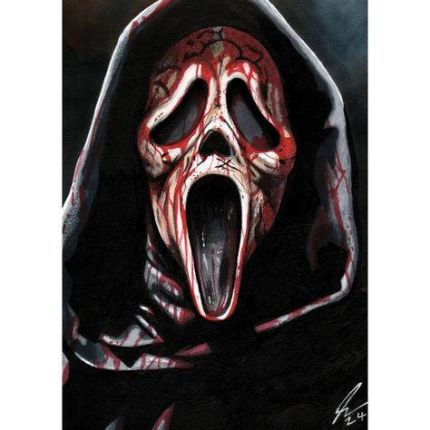 Drawings Of Ghost Face, Ghostface Mask Drawing, Ghostface Artwork, Drawing Ghost Face, Horror Characters Drawings, Ghostface Drawing Easy, November Drawings, Horror Movie Drawings, Ghost Face Painting