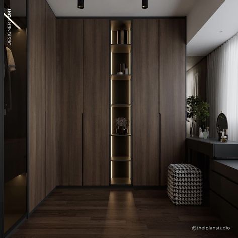 Dark Wood Wardrobe Bedroom, Dark Wood Wardrobe, Wardrobe Shutters, Nj House, Wardrobe Shutter Design, Bedroom Cupboards, Modern Contemporary Home, Small House Interior, Luxury Wardrobe