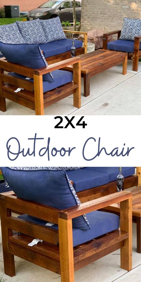 Country Patio, Outdoor Furniture Plans, Outdoor Chair, Free Plans, Vintage Planters, Diy Chair, Diy Furniture Table, Woodworking Furniture, Diy Patio Furniture