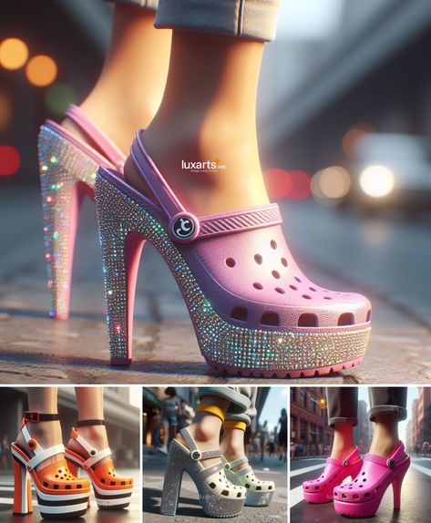 Wow Amazing High Heel Crocs 👠🐊 So Cool 😱 😱 High Heel Crocs, Heel Crocs, Shoes Art, Shoe Art, So Cool, High Heel, High Heels, Heels, Fashion Design