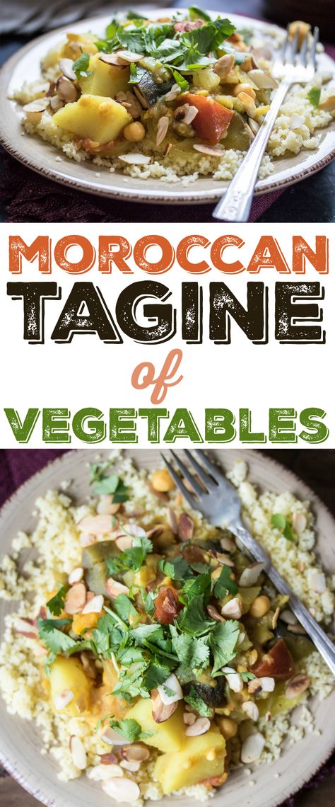 This Moroccan-inspired dish is easy, delicious, and just so happens to be vegan! Vegan Tagine, Vegetable Tagine, Moroccan Recipe, Moroccan Vegetables, Slow Cooker Lentils, Vegan Slow Cooker, Tagine Recipes, Vegan Stew, Diy Easy Recipes