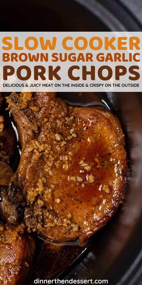 Brown Sugar Garlic Pork Chops, Slow Cooker Pork Chops Recipes, Slow Cooker Pork Recipes, Pork Chops Recipes, Garlic Pork Chops, Pork Crockpot Recipes, Pork Chop Recipes Crockpot, Slow Cooker Pork Chops, Pork Chop Dinner