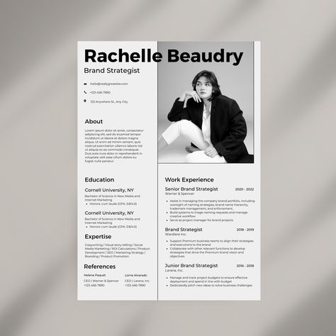 Professional Resume Template, Clean & Modern Resume Template, One page resume, curriculum vitae professional resume Get your template on Etsy! #resume #cv #jobapplication. You have to be ready and get all your tools ready to get that dream job or project. Get your curriculum vitae professional resume #resume #cv #jobapplication #resumetemplate #freeresume #professionalresume #resumeprofessionallayout #downloadresume #resume2020 #jobsearch #jobhunt #elevateyourcareer #cv #professionalresume Curriculum Vitae Template, One Page Resume, Professional Resume Template, Template Resume, Brand Strategist, Modern Resume Template, Bachelor Of Science, Download Resume, Modern Resume