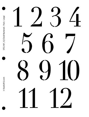 Clock Numerals Stencil by StudioR12 | Paris Style Number Art - Medium 7.625 x 10-inch Reusable Mylar Template | Painting, Chalk, Mixed Media | Use for Crafting, DIY Home Decor - STCL187_3 French Style Decor, Cool Numbers, Wood Art Diy, Clock Numbers, Number Art, Number Stencils, Mixed Media Crafts, Paris Style, Art Medium