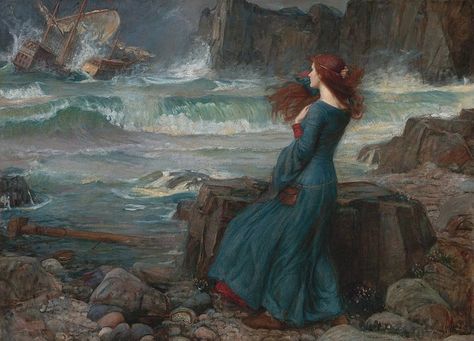 Miranda The Tempest, Waterhouse Paintings, Pre Raphaelite Art, The Tempest, John William Waterhouse, Pre Raphaelite, Arte Fantasy, Romantic Art, Classical Art