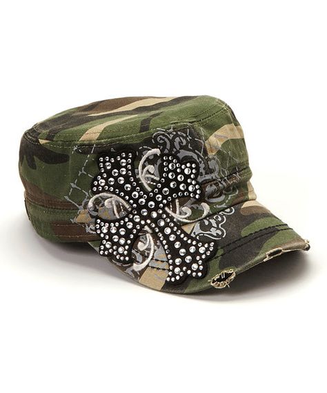 Look at this Green Camo Rhinestone Cross Newsboy Hat on #zulily today! Newsboy Hat Outfit, Camo Aesthetic, Y2k Hats, 2000s Accessories, Y2k Outfits Aesthetic, Mcbling Fashion, Motorcycle Clothing, Army Print, Camo And Pink