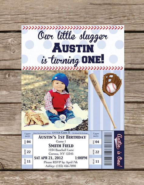 Photo Baseball Birthday Invitation  Printable by TaowithLove, $14.00 Baseball Theme Birthday Party, Baseball Birthday Invitations, Baseball Invitations, Baseball Theme Birthday, Baseball First Birthday, Baby Boy 1st Birthday Party, Baseball Birthday Party, Twin First Birthday, Photo Birthday Invitations