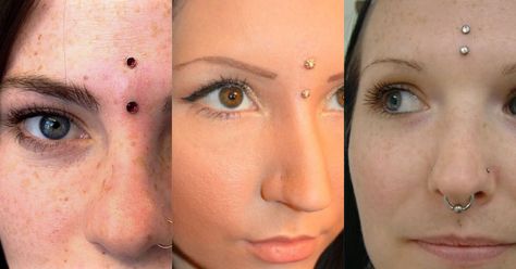 Third Eye Piercing, Bridge Piercing, Septum Piercing Jewelry, Eye Piercing, Cool Piercings, Lip Piercing, Septum Piercing, Body Modifications, Body Mods