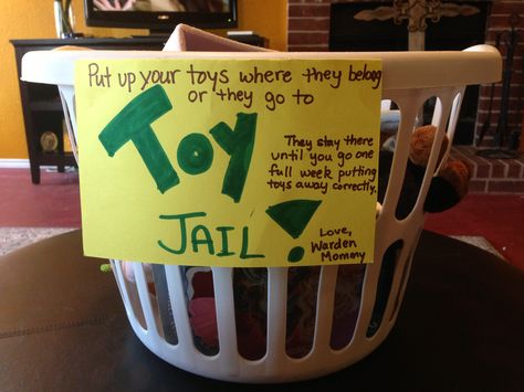 Toy Jail: Started toy jail with Isla today. Probably won't keep them jailed for a week but love the idea. Toy Jail Ideas, Toy Jail, Jail Ideas, Baby Jail, Nanny Life, Kids Rewards, Chore Charts, Behavior Modification, Parenting Done Right