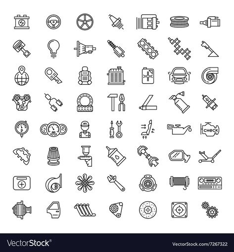 Tattoo License, Gear Tattoo, Car Part Art, Car Tattoos, Car Icons, Car Gear, Auto Service, Tech Trends, Icon Set Vector