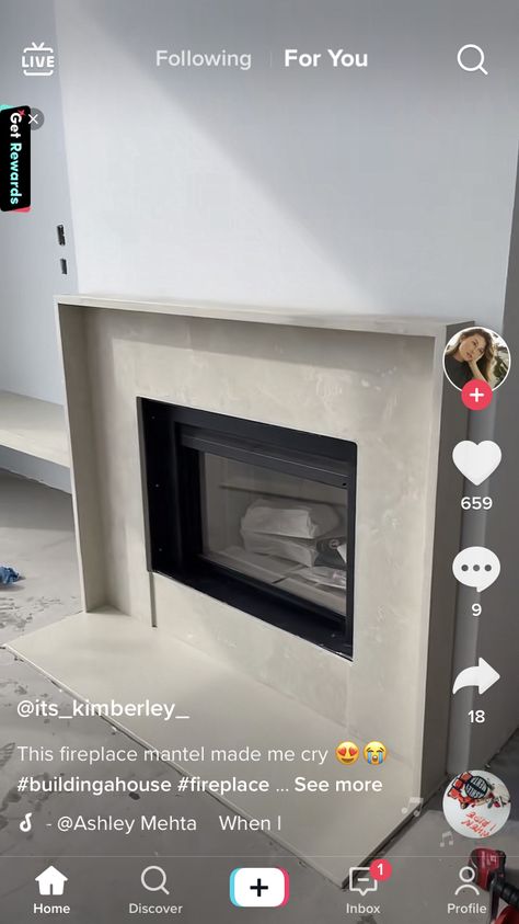 Limestone Electric Fireplace, Sheetrock Fireplace, Rectangle Fireplace, Modern Fireplace Ideas, Real Fireplace, Limestone Fireplace Surround, Sleek Fireplace, Built In Around Fireplace, Inset Fireplace