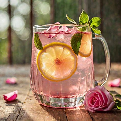 How To Make Rose Water Lemonade Recipe Print Refreshing and fragrant lemonade with a hint of rose water. Aesthetic Drink, Rose Water Lemonade, Pink Lemonade Aesthetic, Rose Lemonade Aesthetic, Rose Water Drink, Rose Lemonade Cocktail, Pork Spices, Rose Drink, Spiced Vegetables