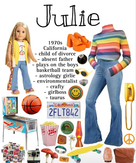 Julie Albright Outfits, Julie Albright Aesthetic, Ivy Pictures, Julie American Girl Doll, American Girl Doll Aesthetic, American Girl Doll Party, 2000s Childhood Memories, American Girl Doll Costumes, American Girl Doll Julie