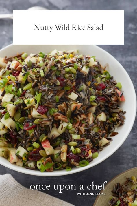 Wild Rice Salad with Dried Cranberries, Apples & Orange Vinaigrette Once Upon A Chef Recipes, Wild Rice Salad Recipe, Pickled Apples, Rice Salads, Wild Rice Recipes, Rice Salad Recipes, Grain Salads, Orange Vinaigrette, Wild Rice Salad