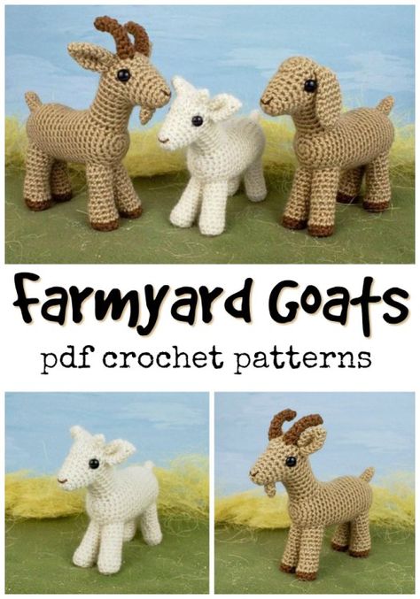 Crocheted Goat Pattern, Goat Pattern Crochet, Free Crochet Goat Amigurumi, Crocheted Goat Free Pattern, Farm Crochet Patterns, Goat Amigurumi Free Pattern, Crochet Goats Free Pattern, Goat Crochet Pattern Free, Crocheted Goat