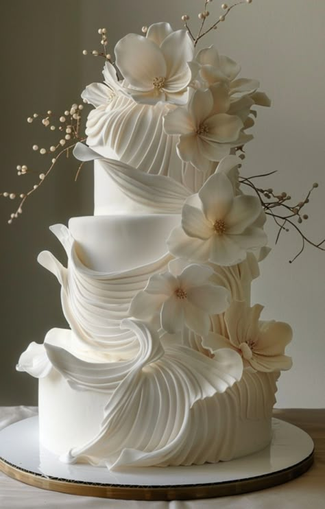 Classy Wedding Cakes Unique, Beautiful Wedding Cakes Unique, Elegant Modern Wedding Cake, Modern Wedding Cake Designs, Wedding Cake Flower, Classy Wedding Cakes, Whimsical Wedding Cakes, Contemporary Wedding Cakes, Nordic Wedding