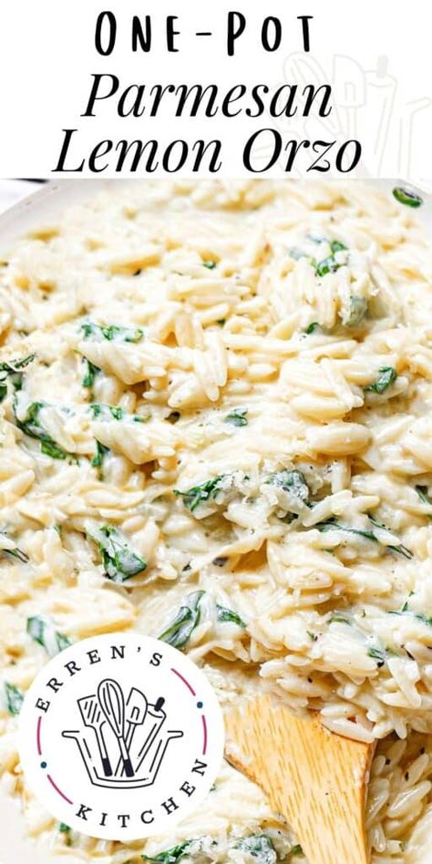 Lemon Parm Orzo, Creamy Orzo Recipes, Orzo Recipes Side, Lemon Orzo Pasta, Chicken Orzo Pasta, Roast Ham, Orzo Pasta Recipes, Orzo Dishes, Pasta Side